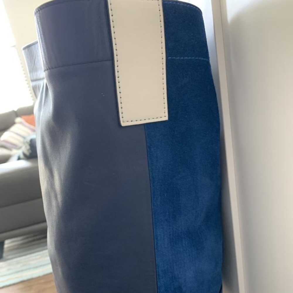 Rag & Bone Bucket Bag Nappa Leather/Suede w/adjustable Shoulder Strap Deep Blue - Picture 11 of 16
